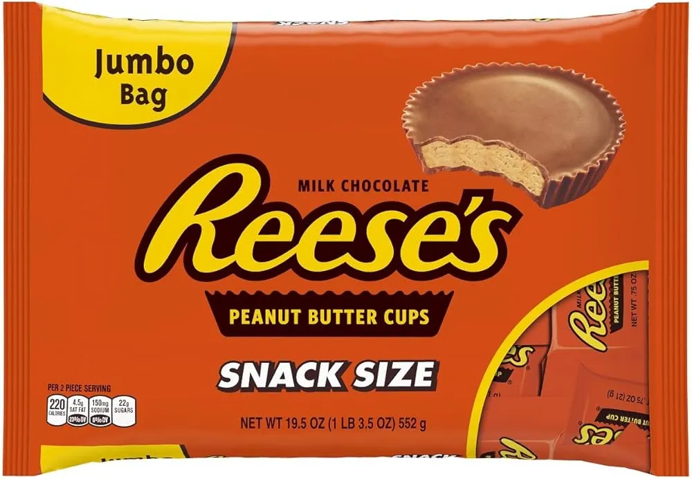 Chocolate Reeses Peanut Butter Cups Snack Size Jumbo 552g