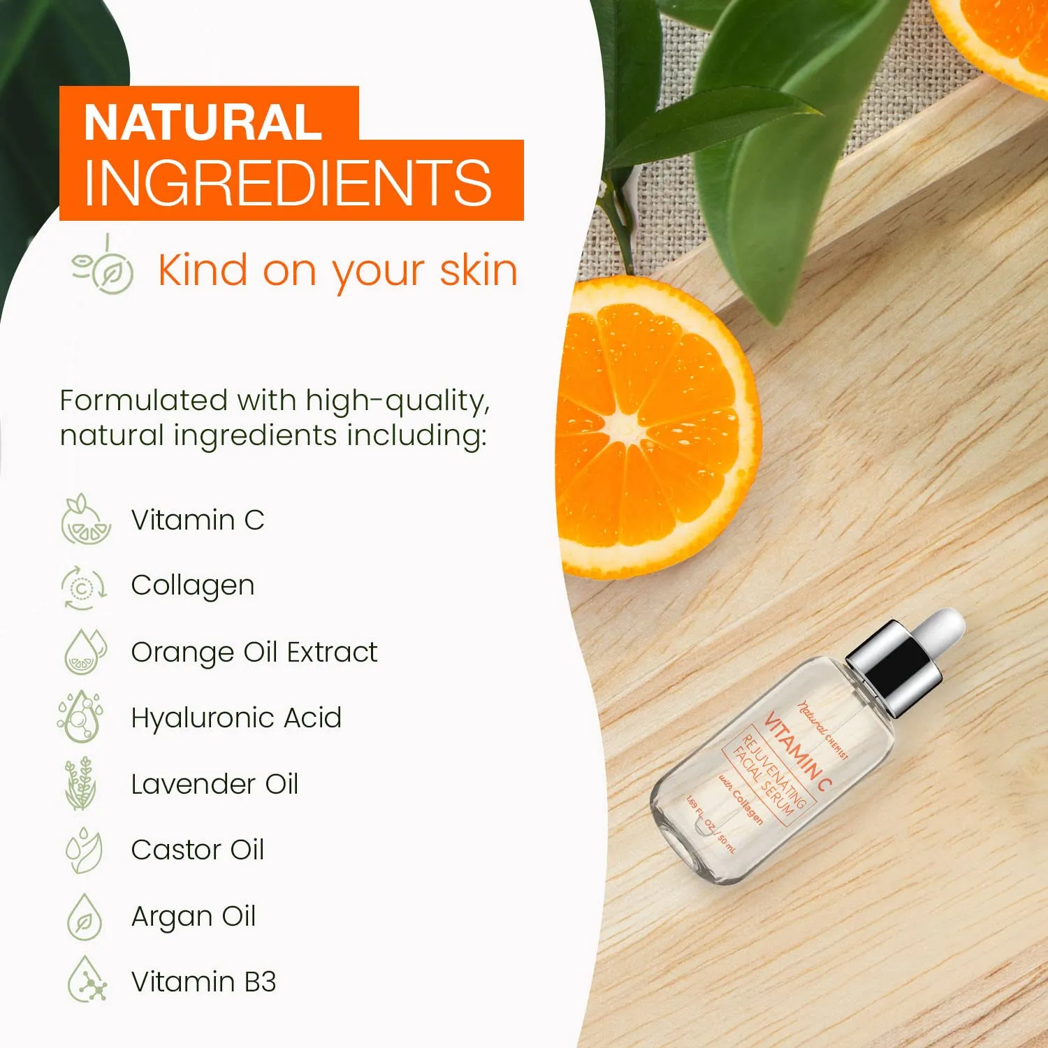 Vitamina C + Colágeno Serum 50ml Natural Chemist - Imagem 3