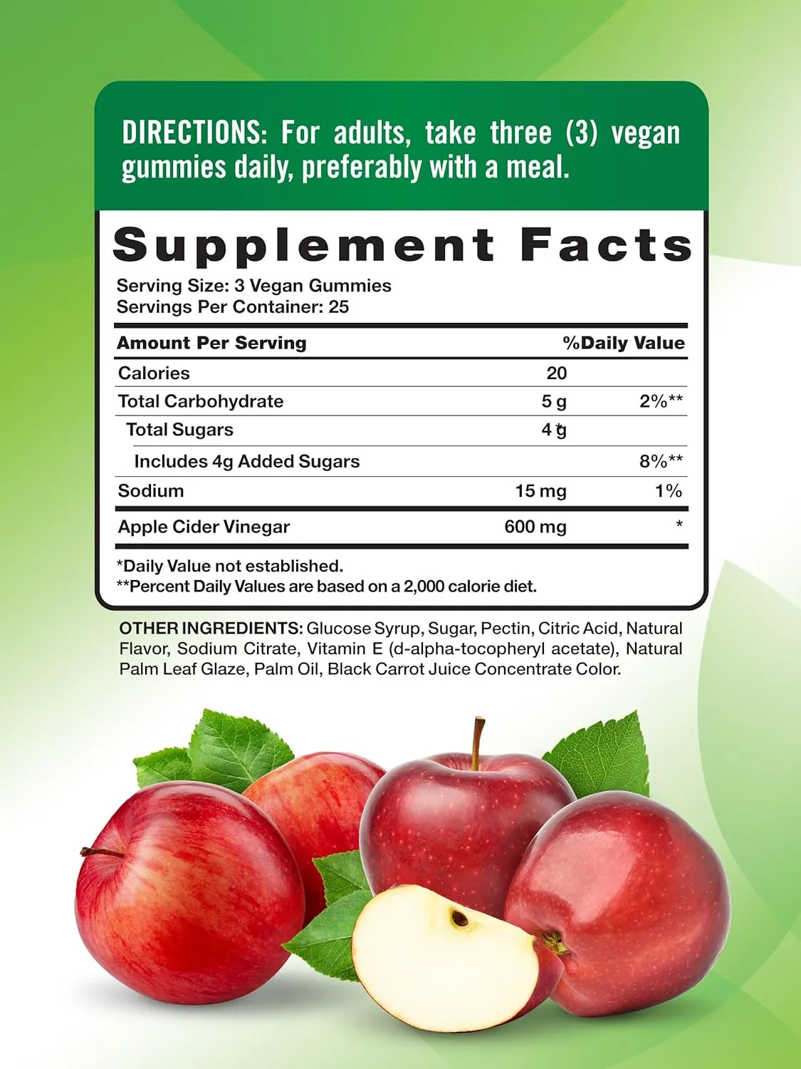 Apple Cider 600mg Nature's Truth 75 Gummies - Imagem 6