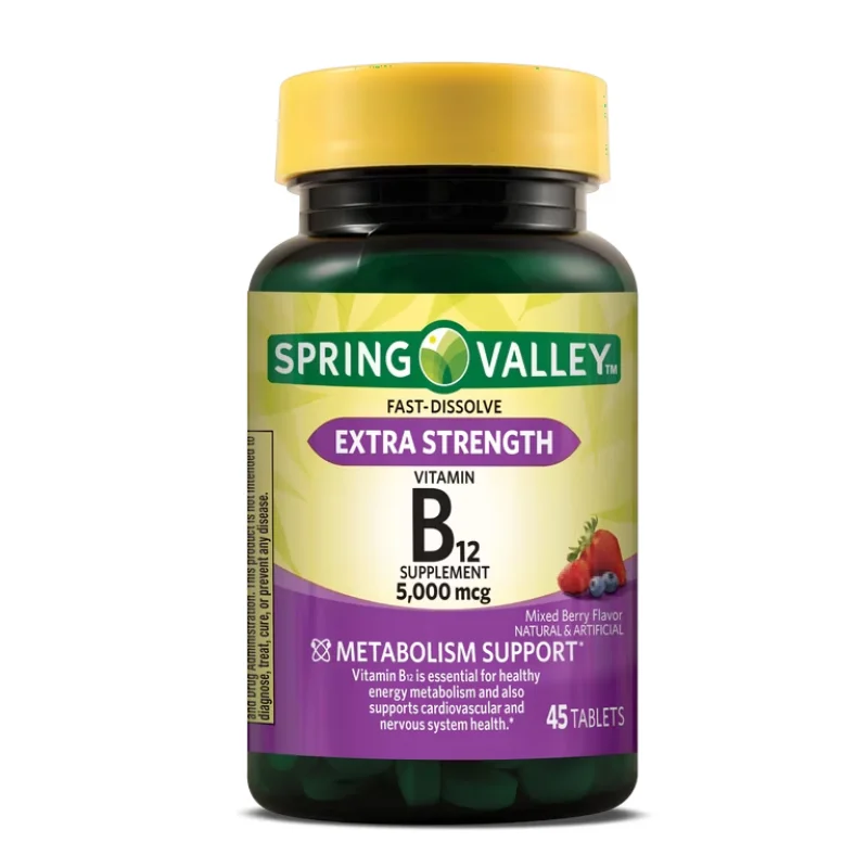 B12 5,000mcg Spring Valley Sublingual, Sabor Berries 45 Tablets