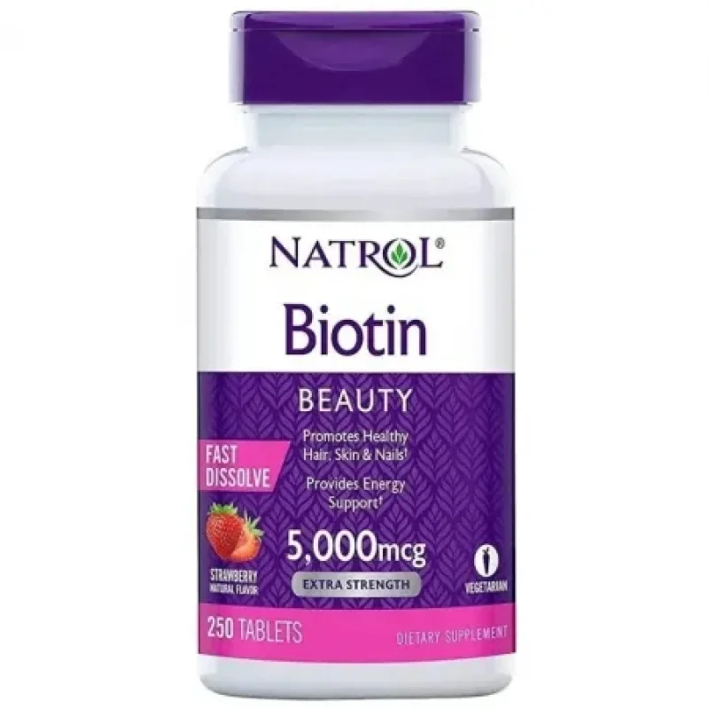 Biotina 5,000mcg Natrol Morango SUBLINGUAL 250 Tablets