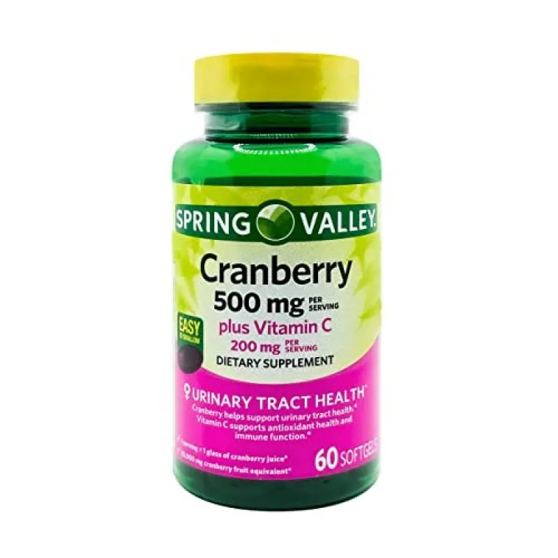 Cranberry 500mg + Vit C 200mg 60 Softgels Spring Valley