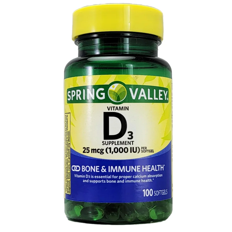 D3 25mcg 1000IU Spring Valley 100 Softgels