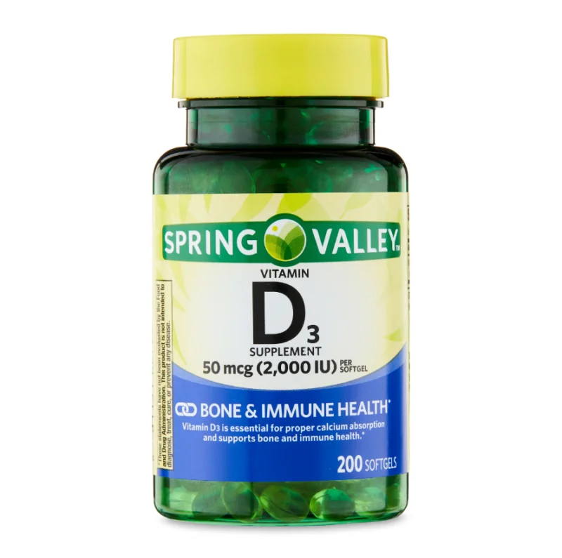 D3 50mcg 2000IU Spring Valley 200 Softgels
