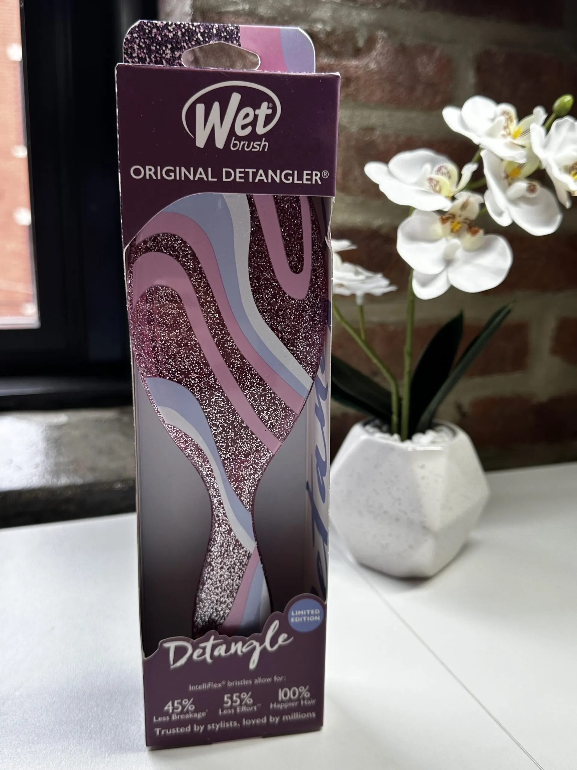 Escova Cabelo Wet Brush rosa com glitter - Imagem 4