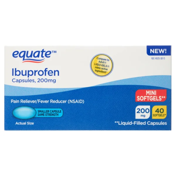 Ibuprofen 200mg Equate, 40 Mini Softgels