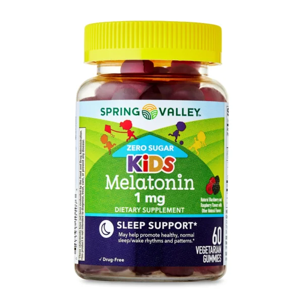 Melatonin 1mg Spring Valley Zero Açucar 60 Gummies Blackberry E Raspberry