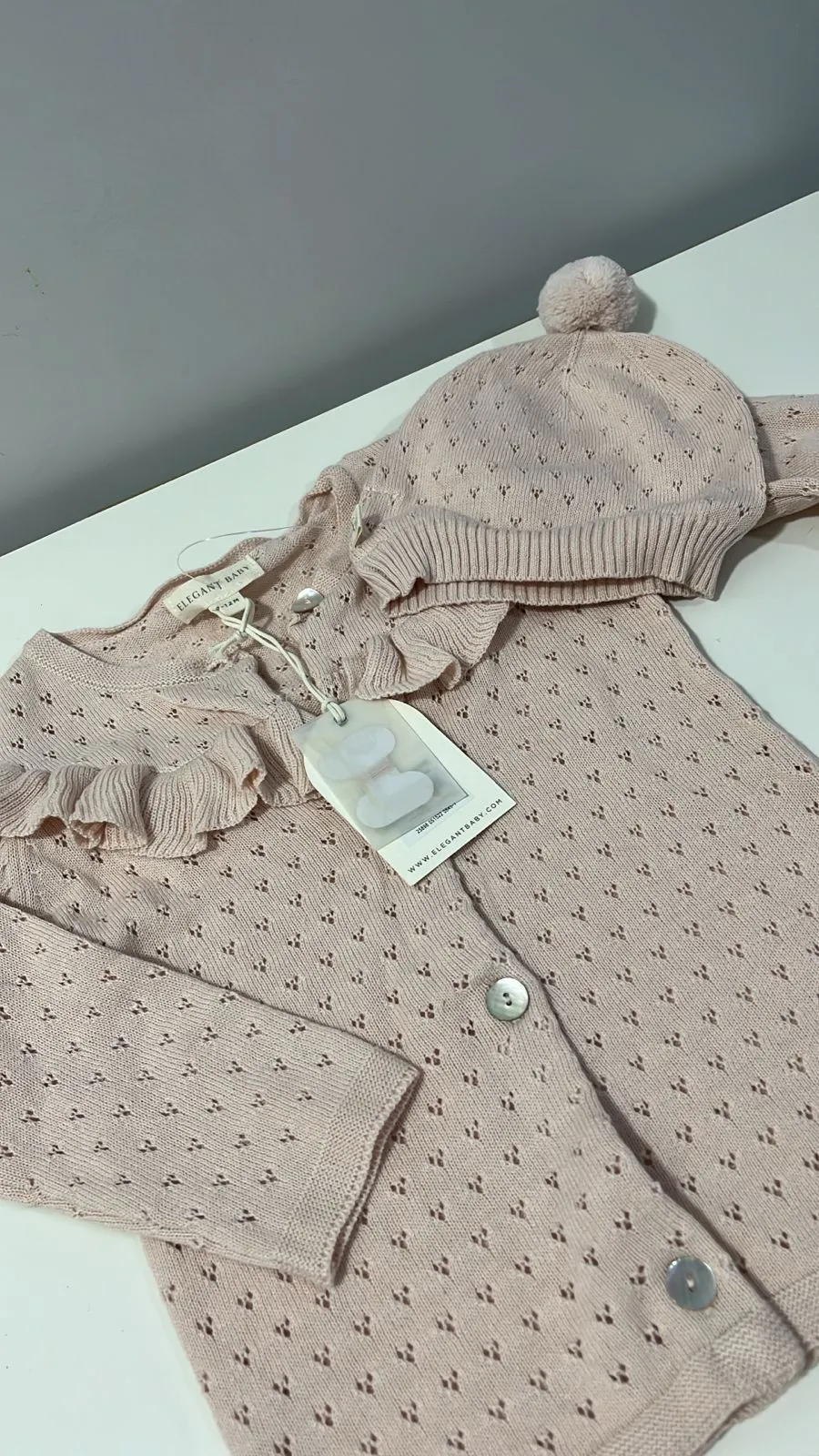 Casaco de fio + touca Elegant Baby 9-12 meses