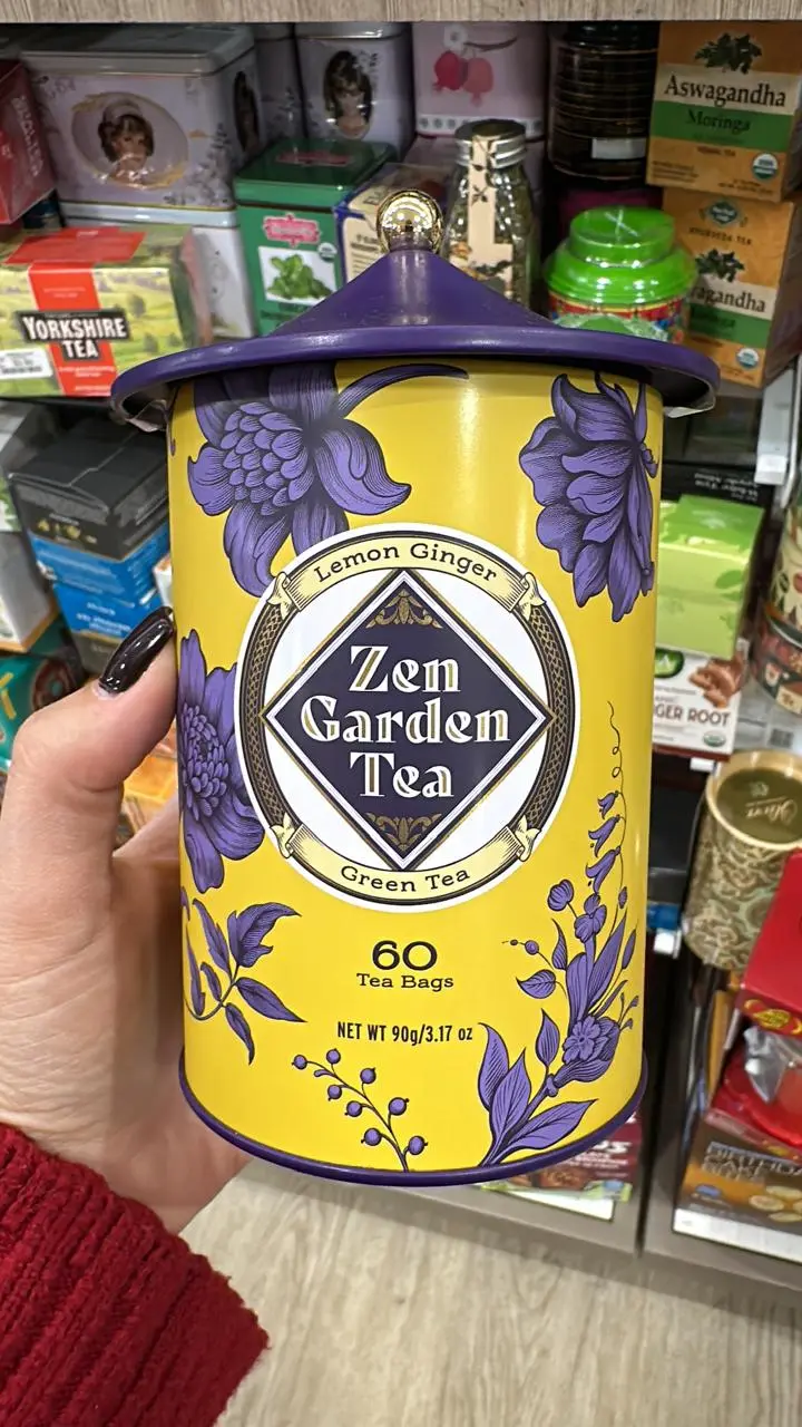 Chá Zen Garden Lemon Ginger Green Tea Lata 90g 60 Unidades
