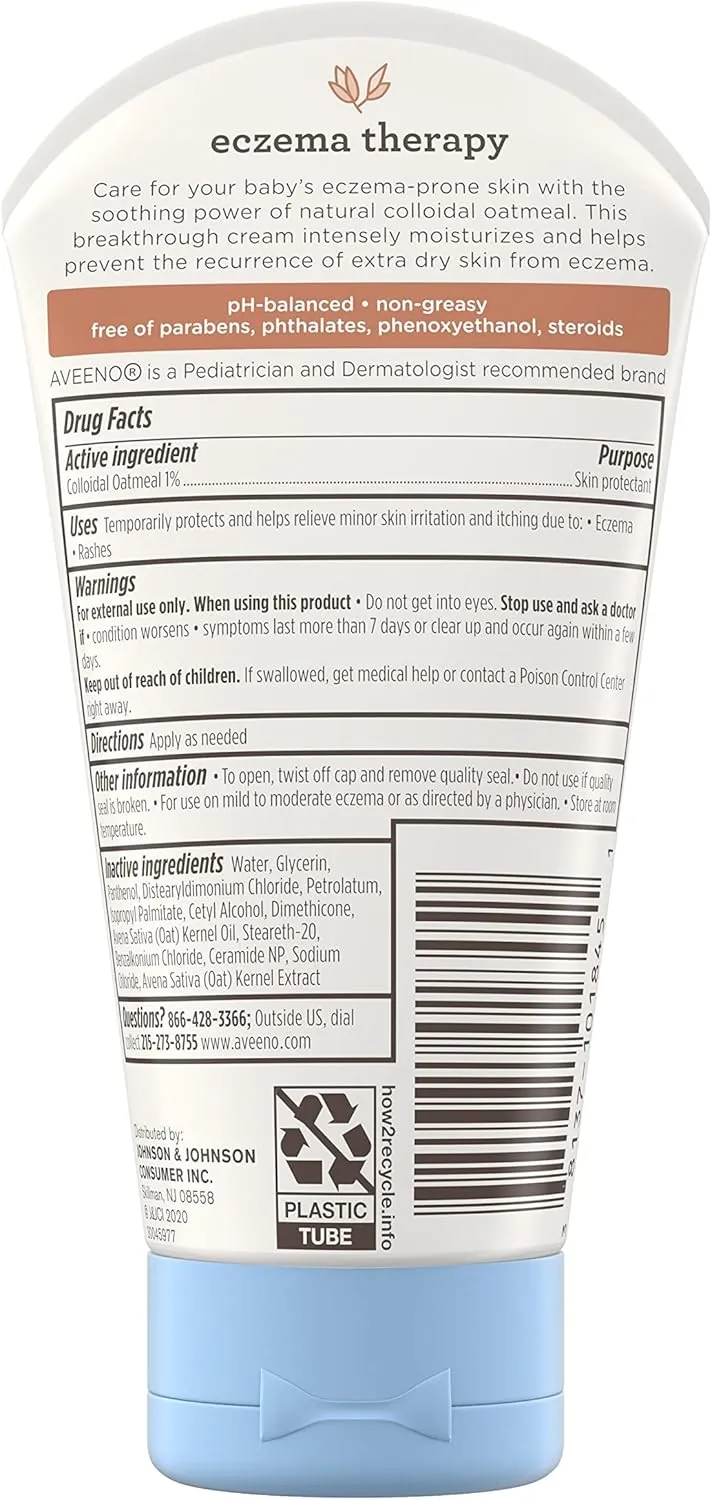 Aveeno Baby Therapy Eczema creme hidratante com Vitamina B5 e aveia 141g - Imagem 2