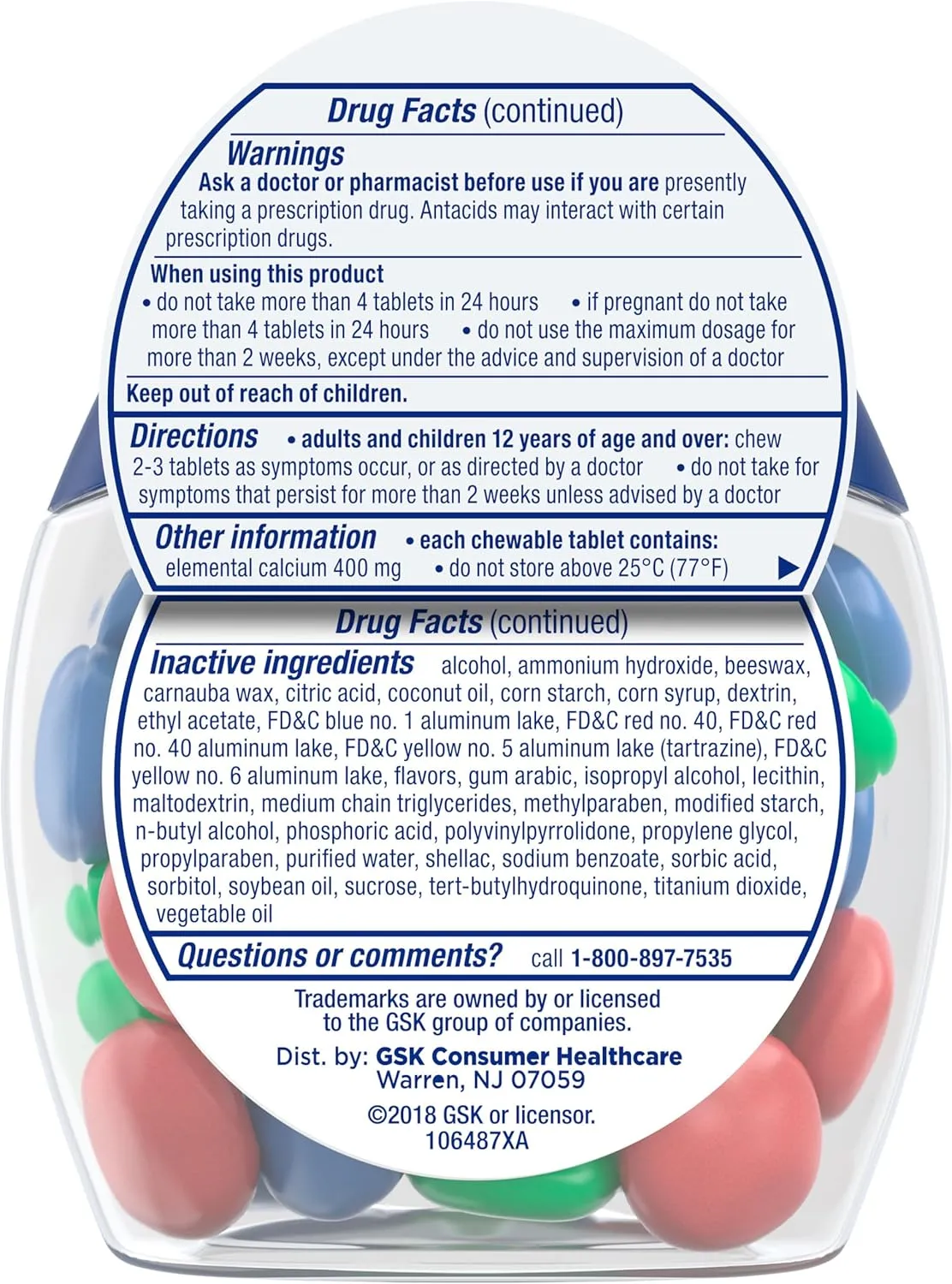 Anti-acido TUMS mastigavel sabor cooling sensation, 28 tablets - Imagem 3