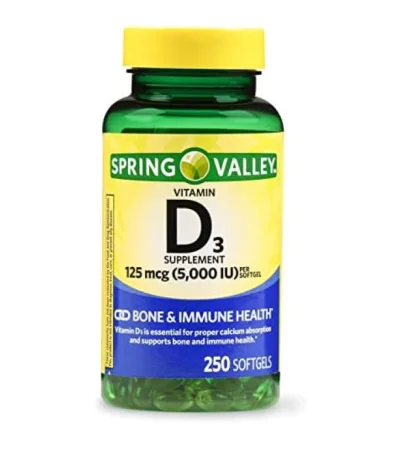 D3 125mcg 5000IU Spring Valley 250 softgels